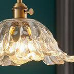 Industrial Gold Flower Glass Pendant Light With Dimmer
