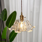 Industrial Gold Flower Glass Pendant Light With Dimmer