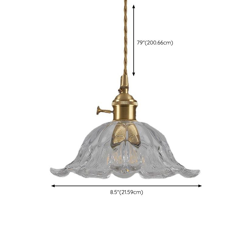 Industrial Gold Flower Glass Pendant Light With Dimmer