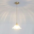 Industrial Gold Flower Glass Pendant Light With Dimmer