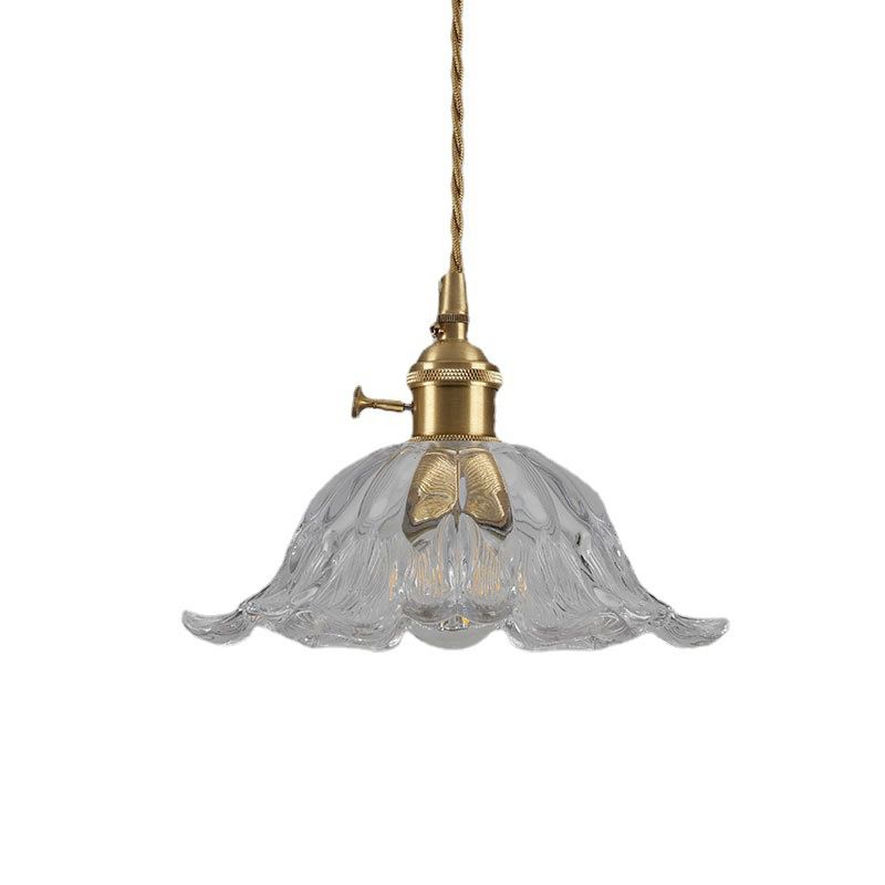 Industrial Gold Flower Glass Pendant Light With Dimmer