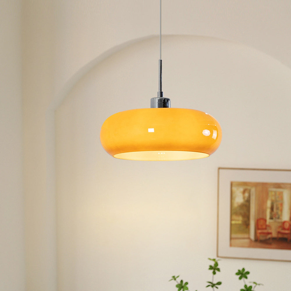 Aveline Bread-Shaped Orange And White Glass Pendant Light