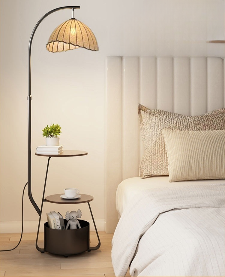 Miyako Minimalist Japanese Bedside Lamp Table in Wood