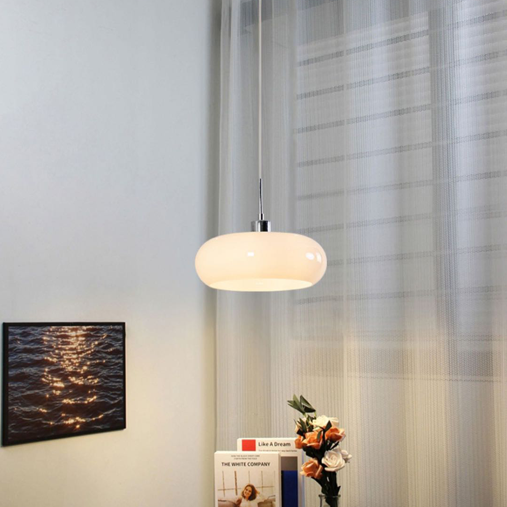 Aveline Bread-Shaped Orange And White Glass Pendant Light