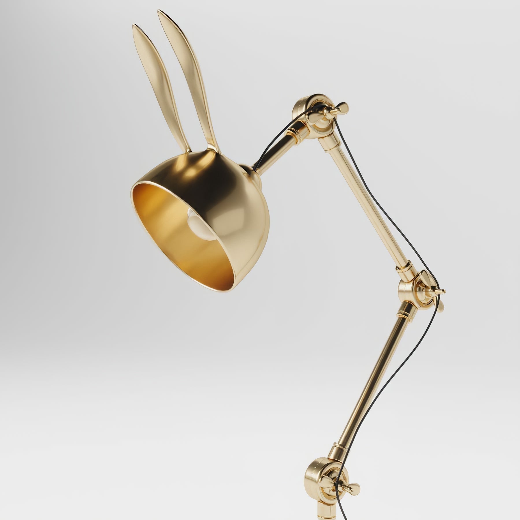 AurelHare Golden Rabbit Ears Table Lamp For Nightstand