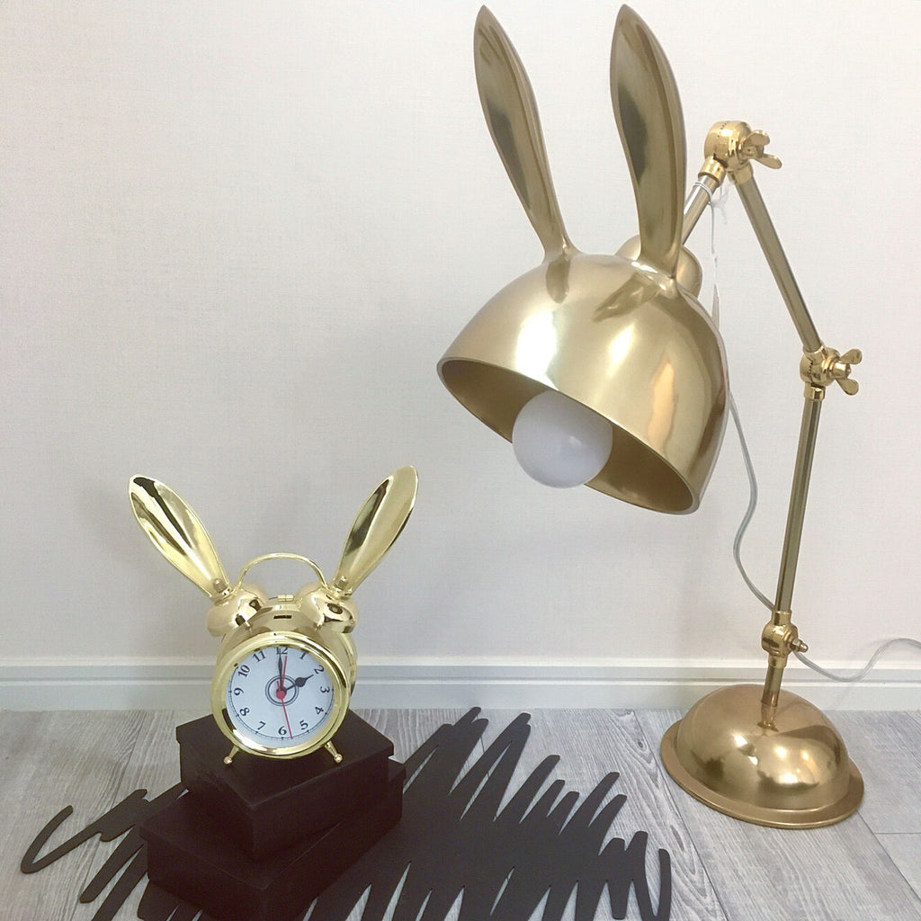 AurelHare Golden Rabbit Ears Table Lamp For Nightstand