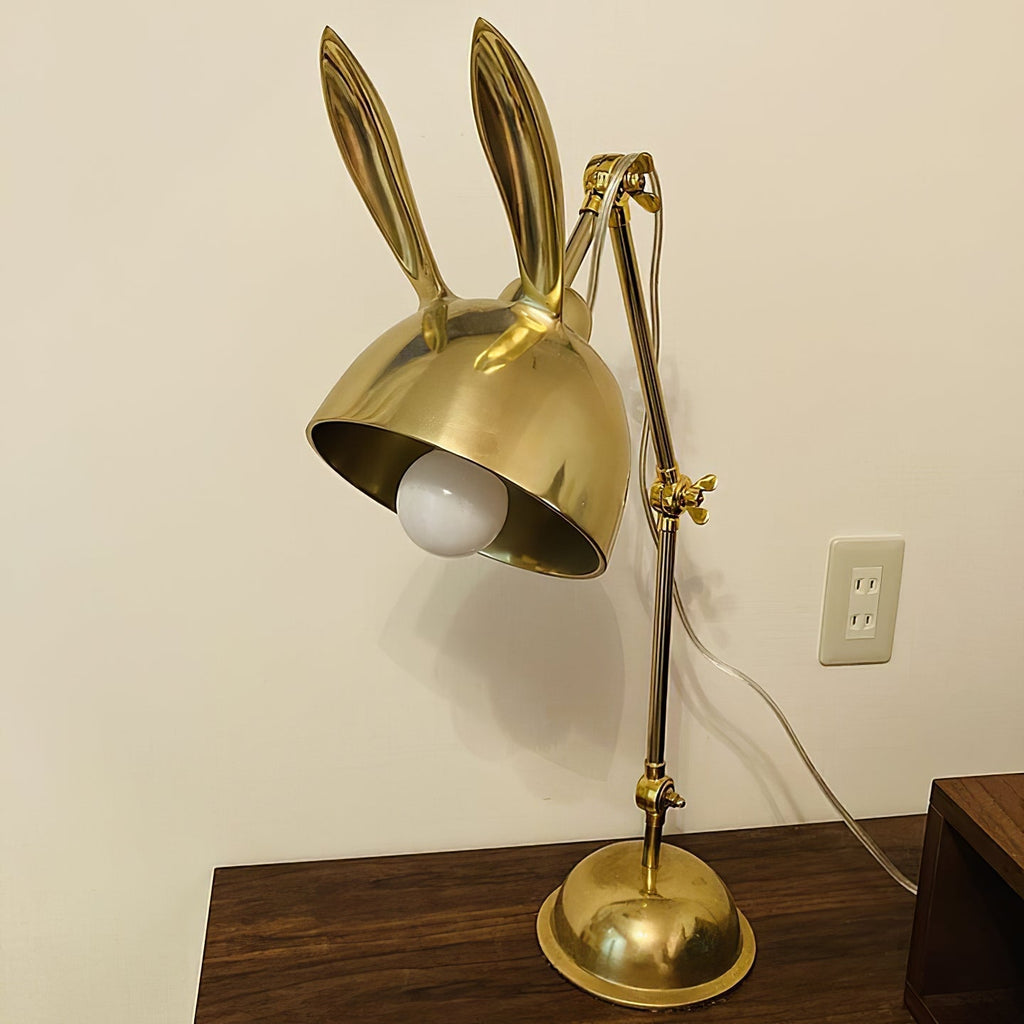 AurelHare Golden Rabbit Ears Table Lamp For Nightstand