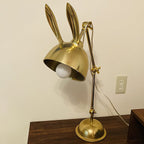 AurelHare Golden Rabbit Ears Table Lamp For Nightstand