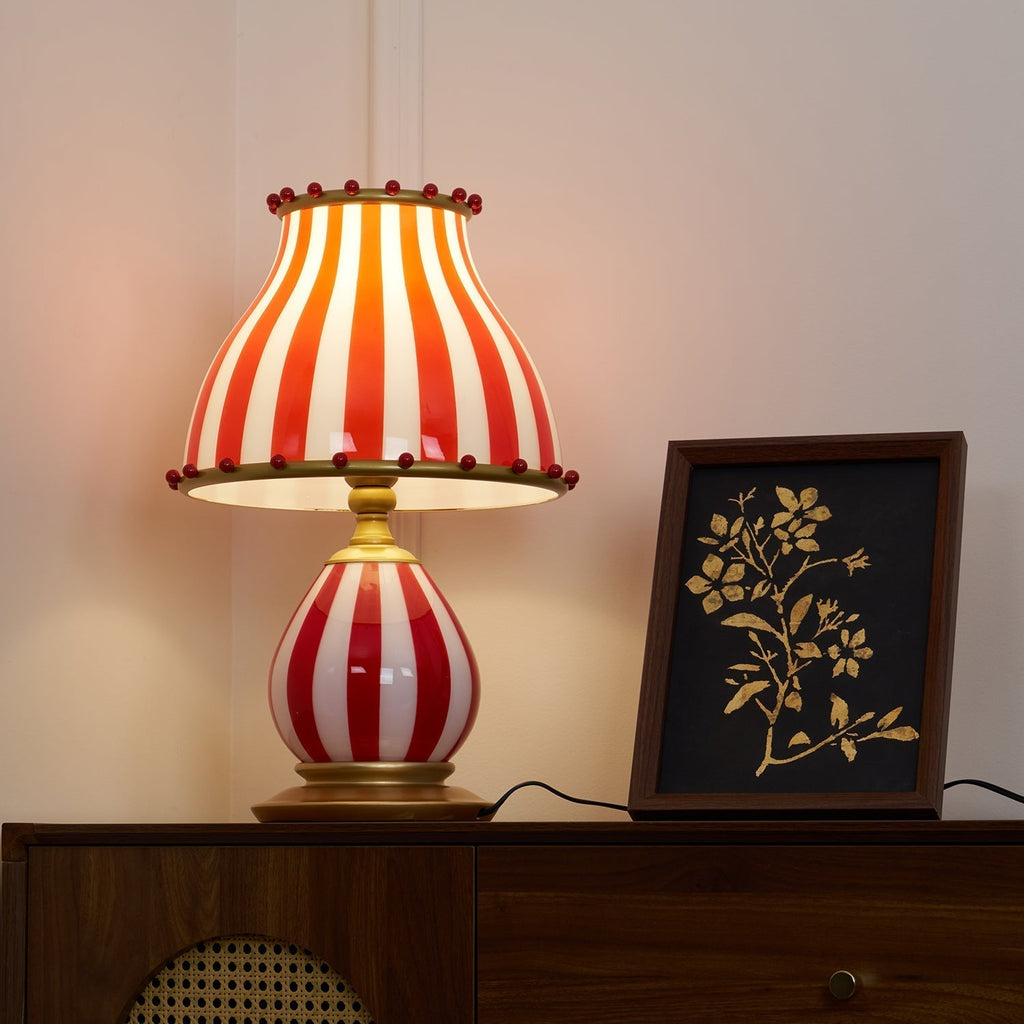 Marinella Circus-Style Table Lamp With Striped Shade