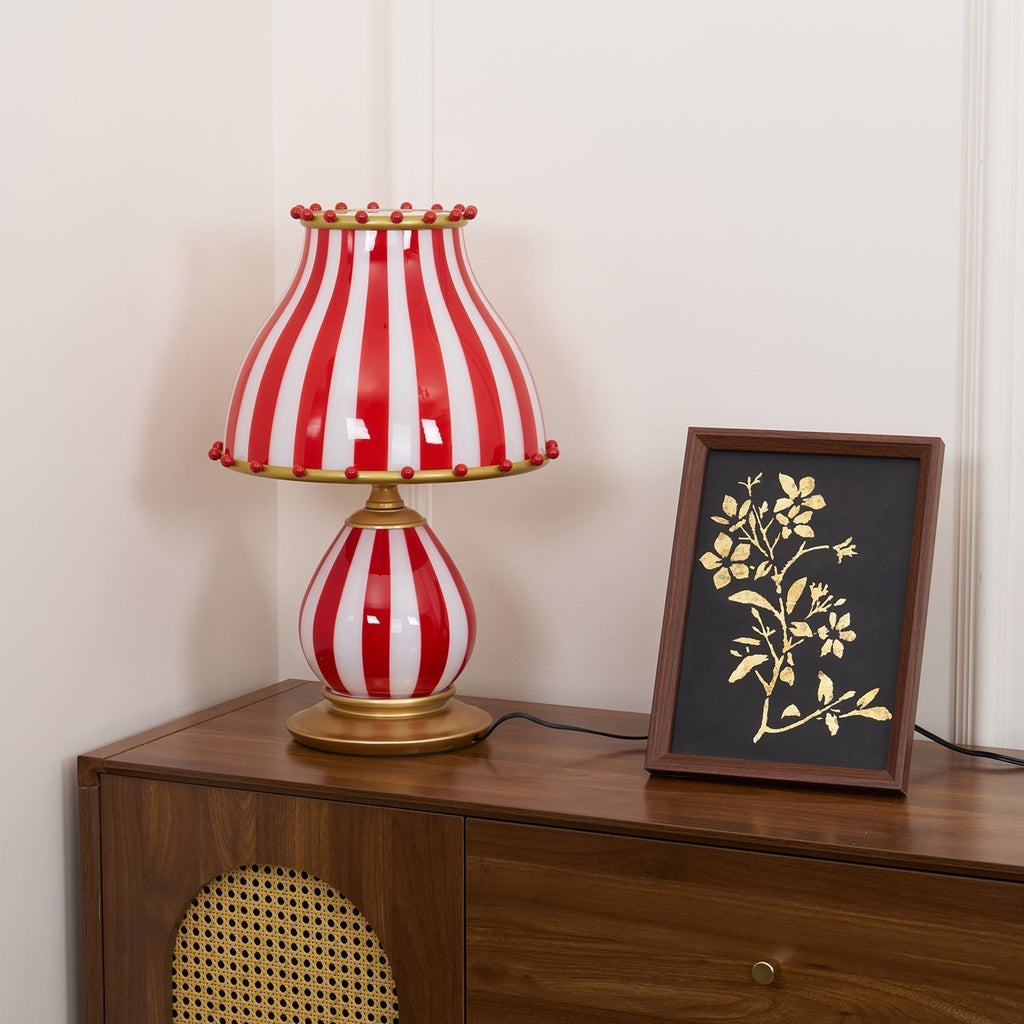 Marinella Circus-Style Table Lamp With Striped Shade
