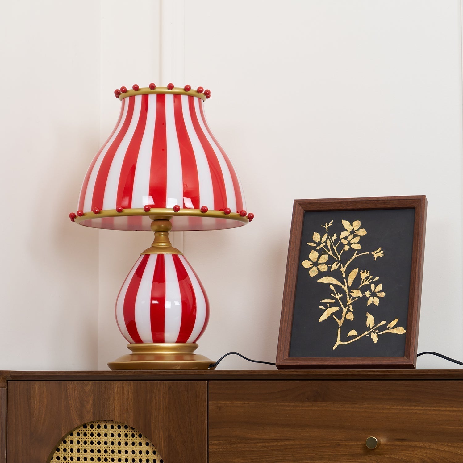 Marinella Circus-Style Table Lamp With Striped Shade