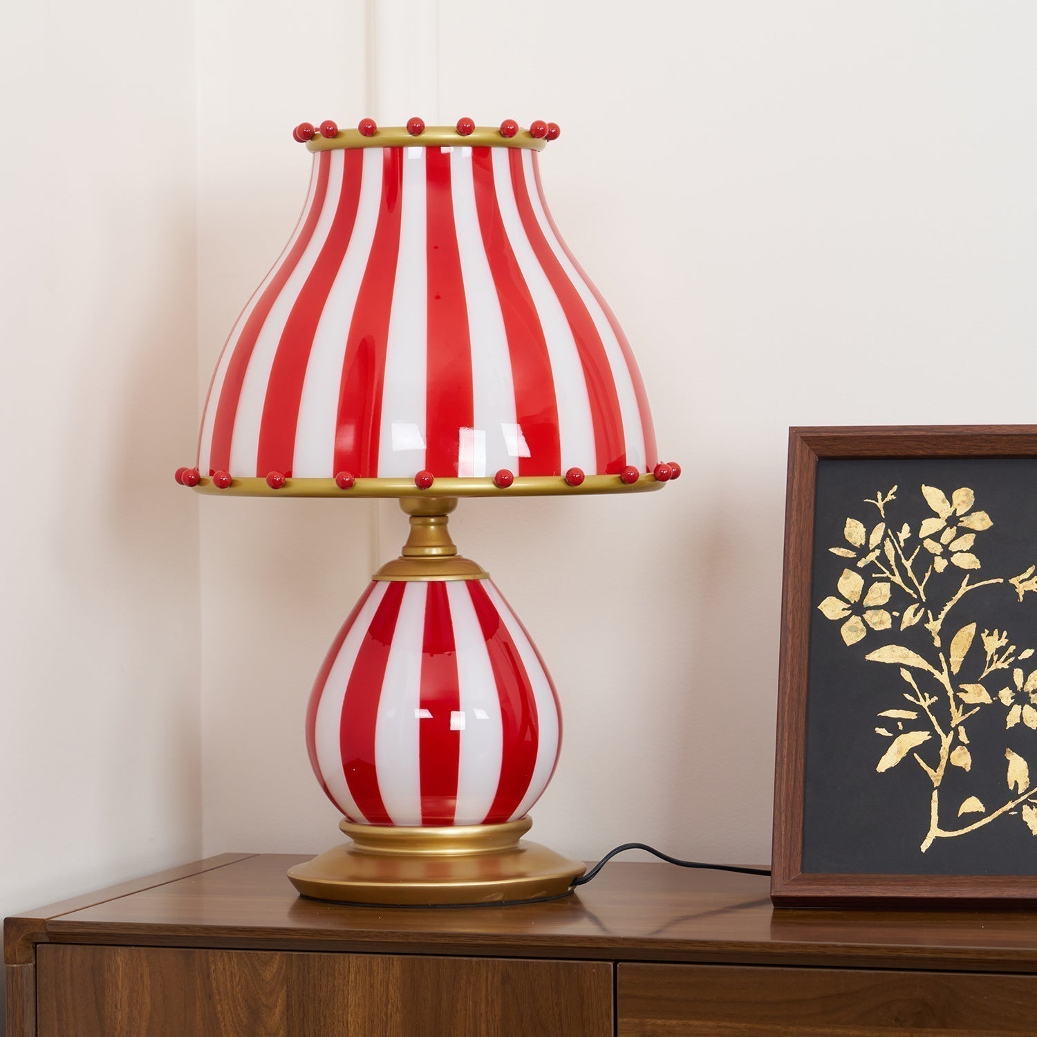Marinella Circus-Style Table Lamp With Striped Shade