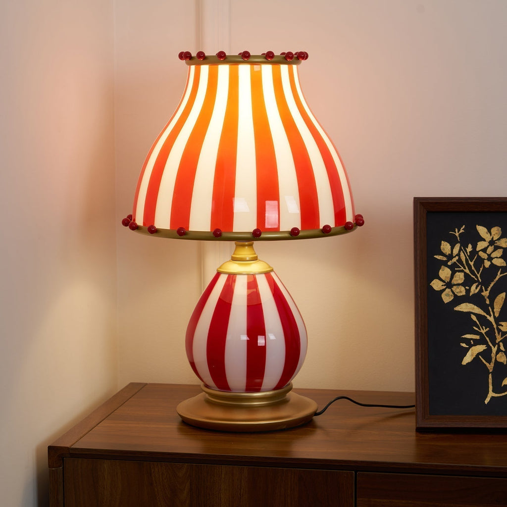 Marinella Circus-Style Table Lamp With Striped Shade