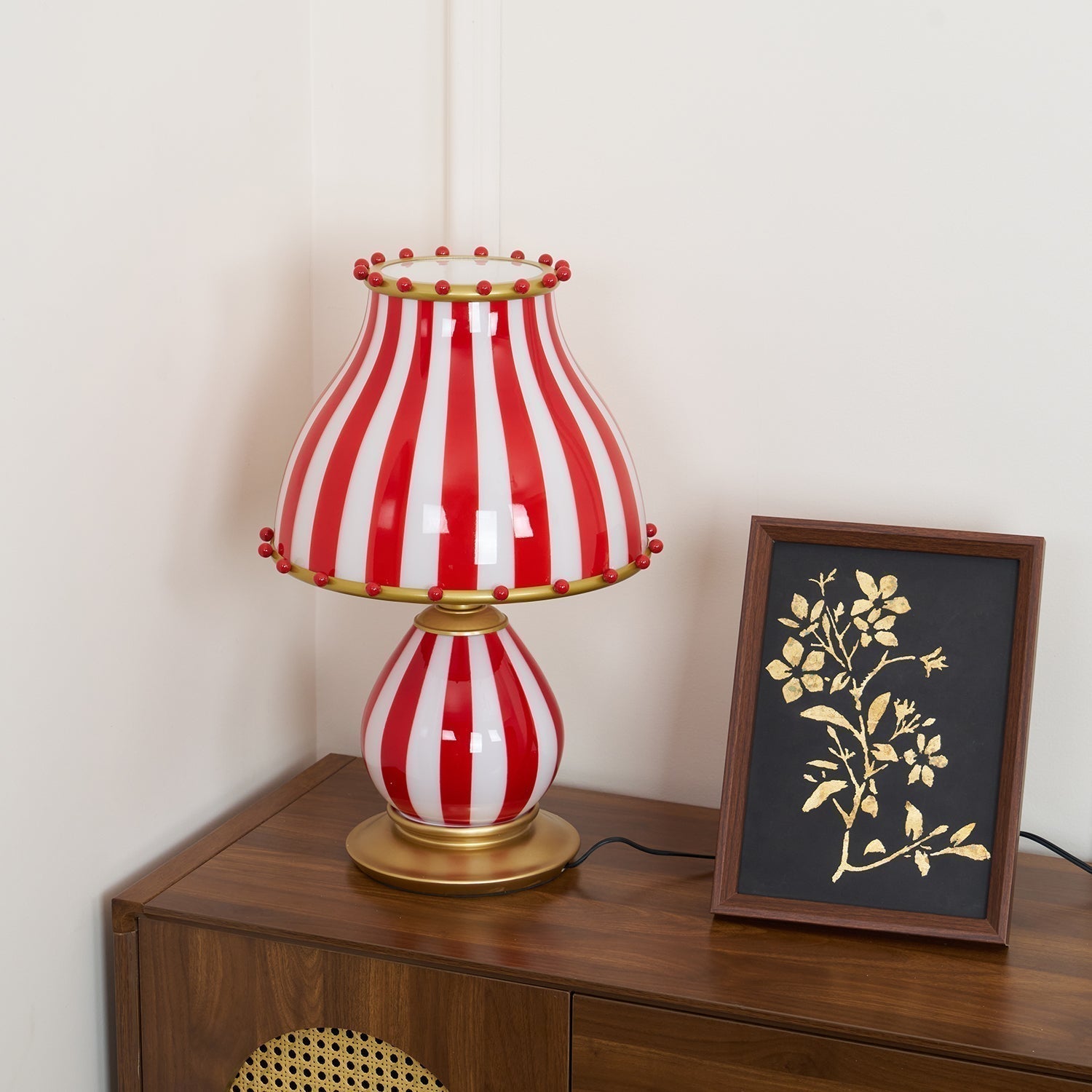 Marinella Circus-Style Table Lamp With Striped Shade