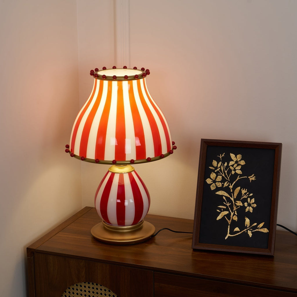 Marinella Circus-Style Table Lamp With Striped Shade