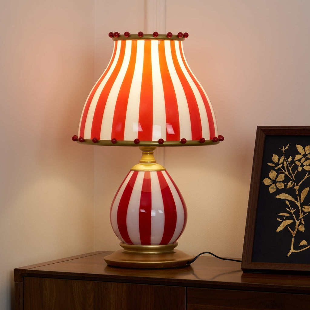 Marinella Circus-Style Table Lamp With Striped Shade