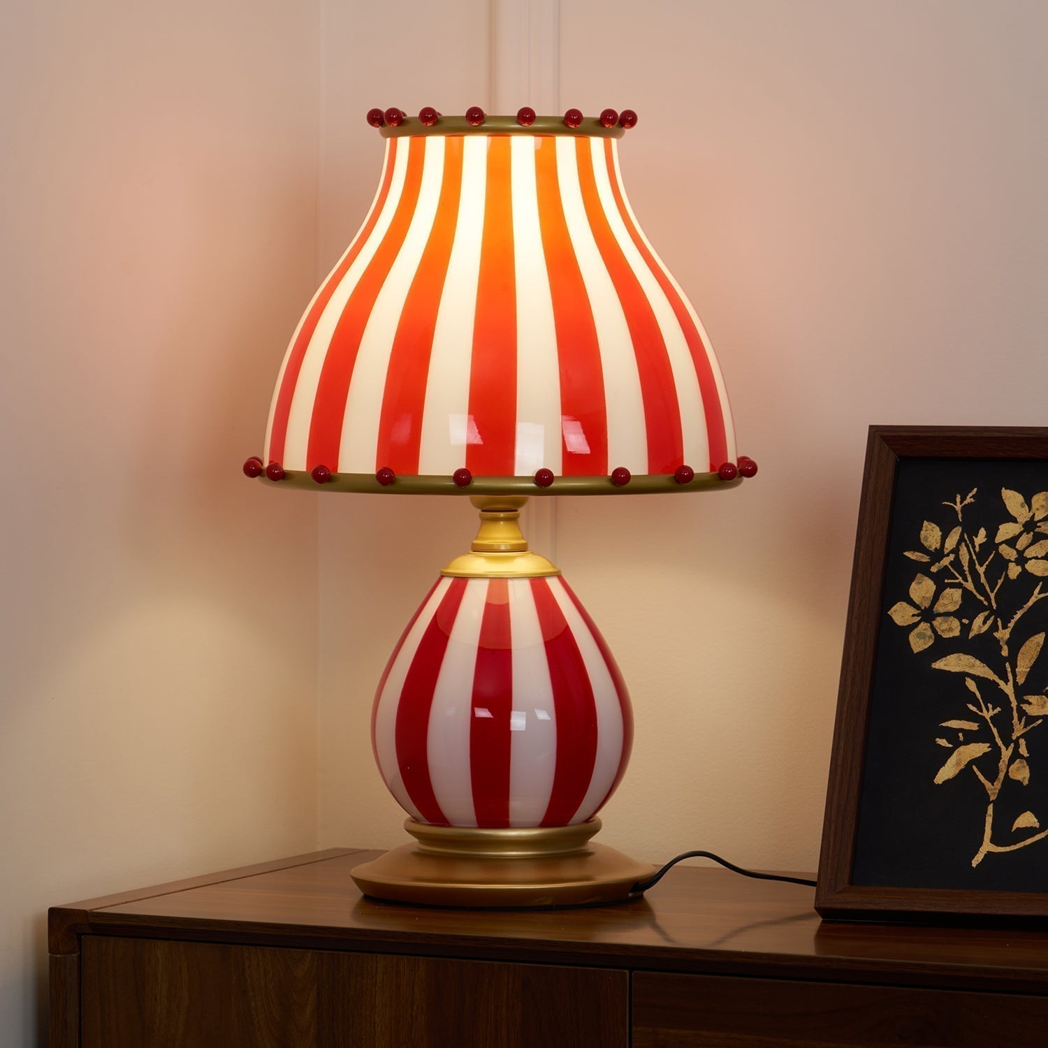 Marinella Circus-Style Table Lamp With Striped Shade
