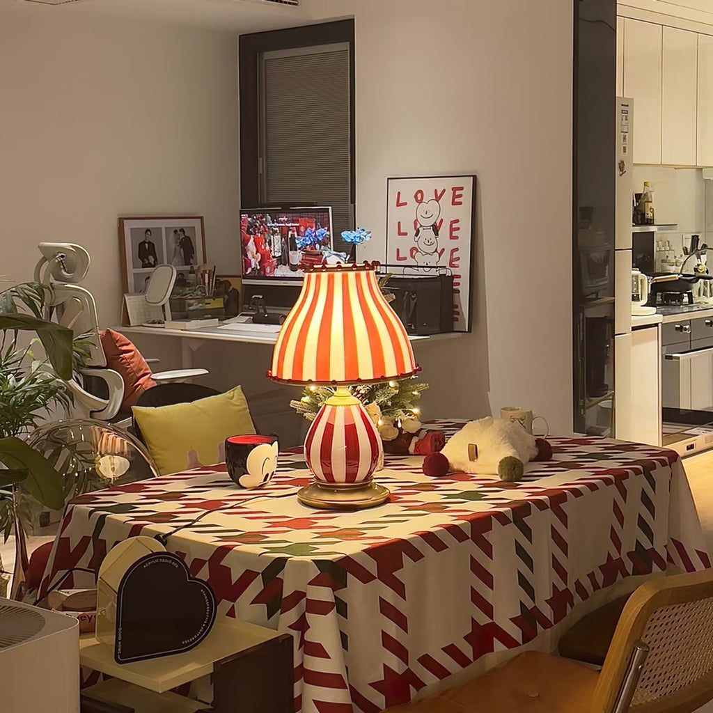 Marinella Circus-Style Table Lamp With Striped Shade