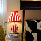 Marinella Circus-Style Table Lamp With Striped Shade
