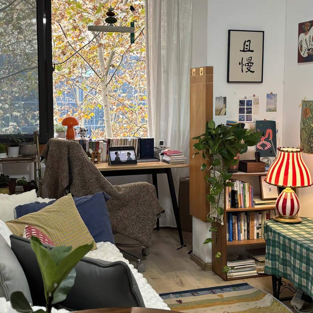 Marinella Circus-Style Table Lamp With Striped Shade