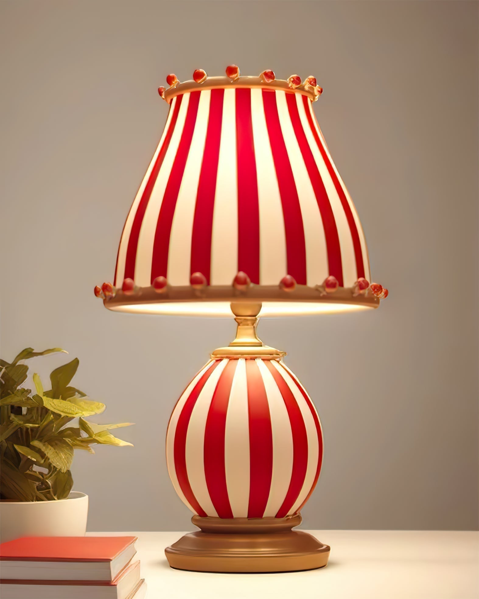 Marinella Circus-Style Table Lamp With Striped Shade