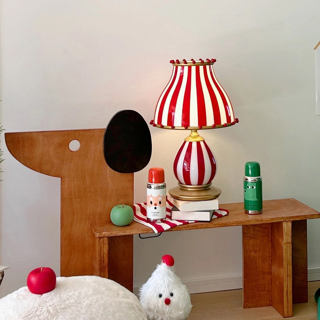 Marinella Circus-Style Table Lamp With Striped Shade