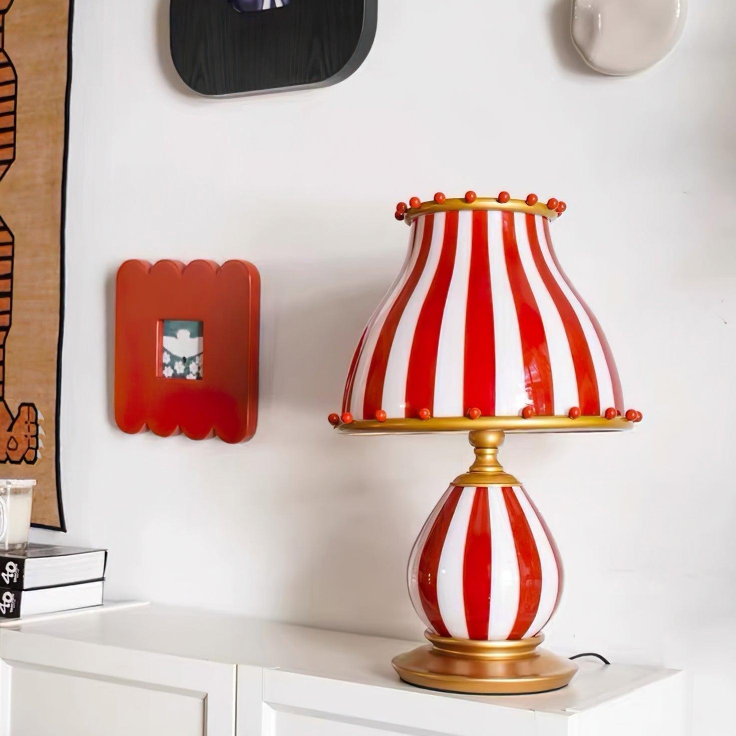 Marinella Circus-Style Table Lamp With Striped Shade
