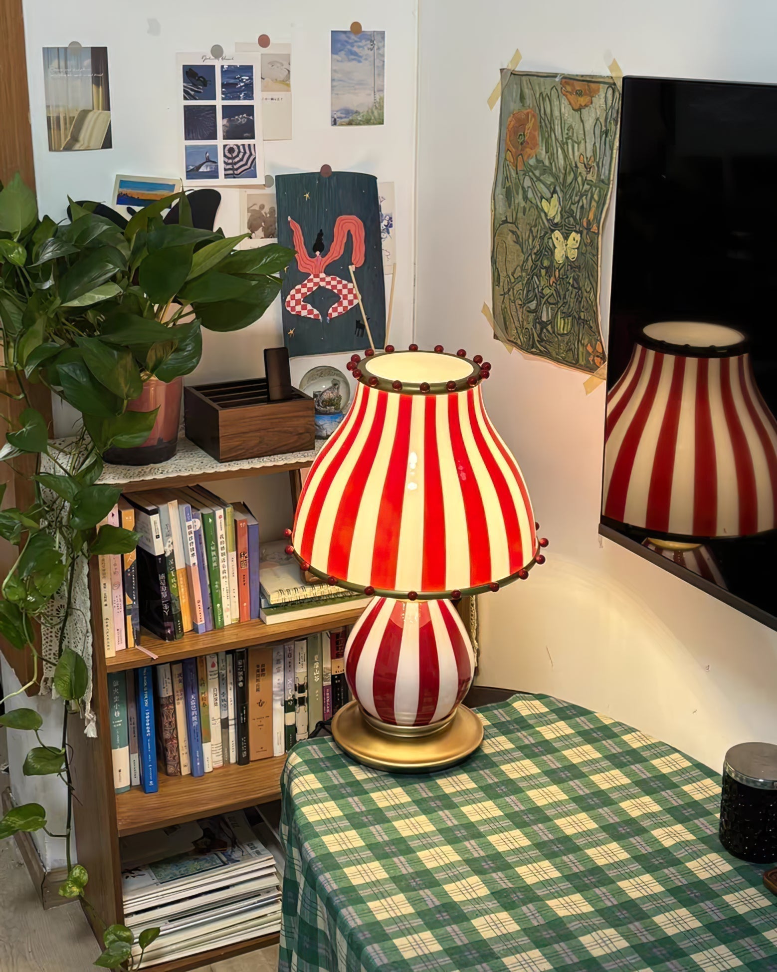 Marinella Circus-Style Table Lamp With Striped Shade