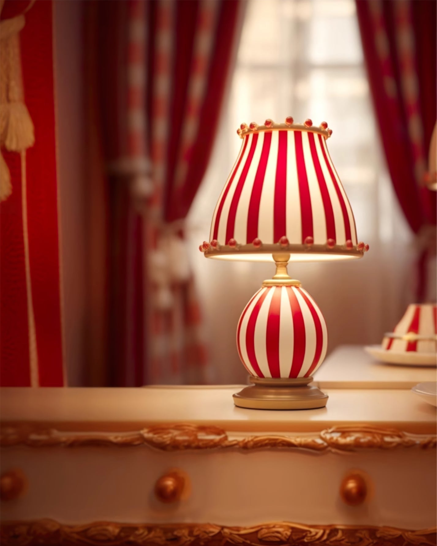 Marinella Circus-Style Table Lamp With Striped Shade