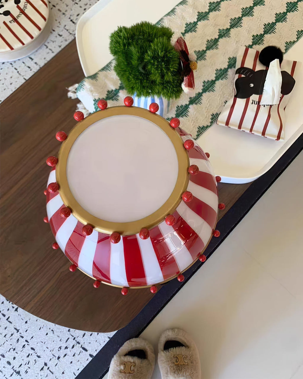 Marinella Circus-Style Table Lamp With Striped Shade