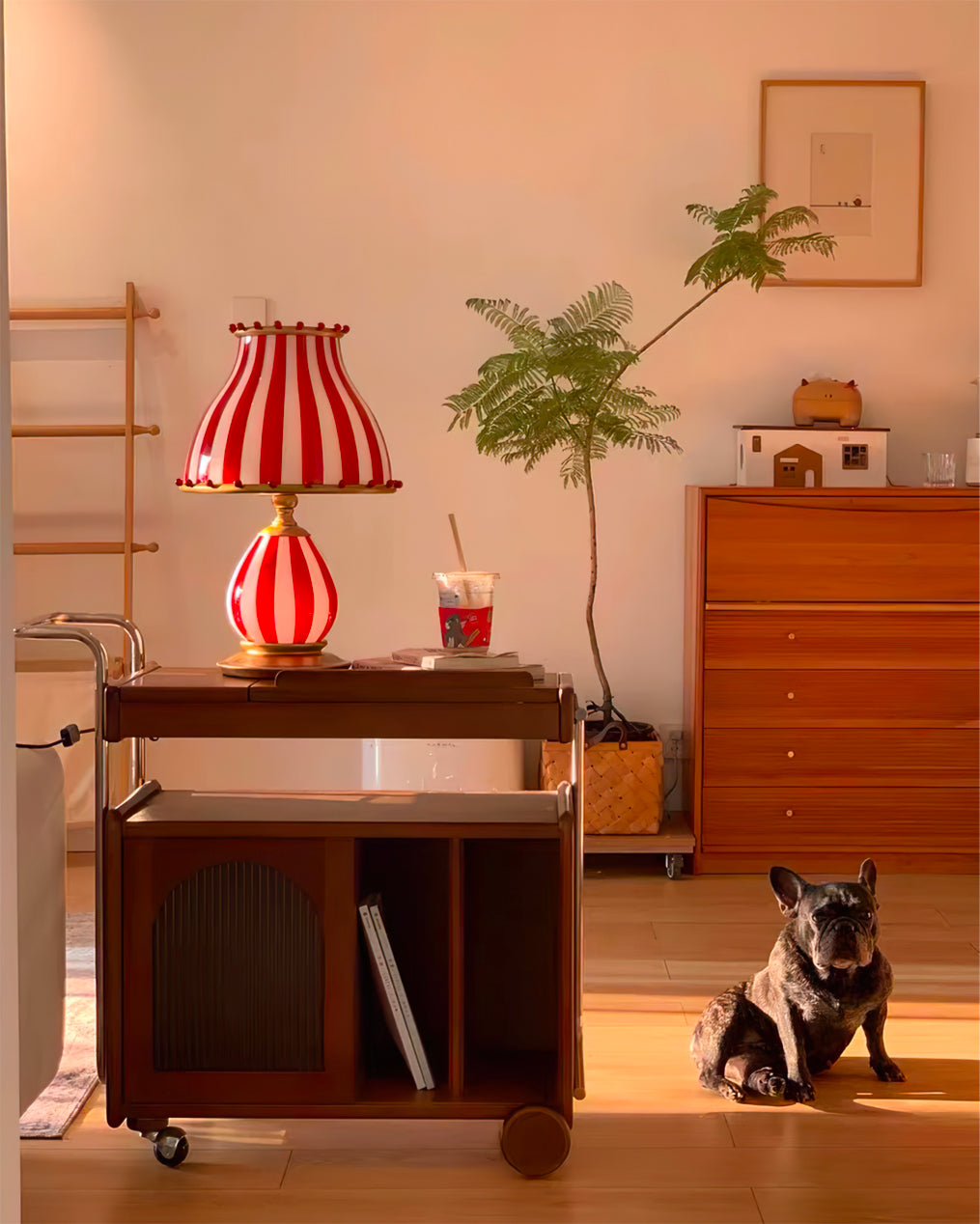 Marinella Circus-Style Table Lamp With Striped Shade