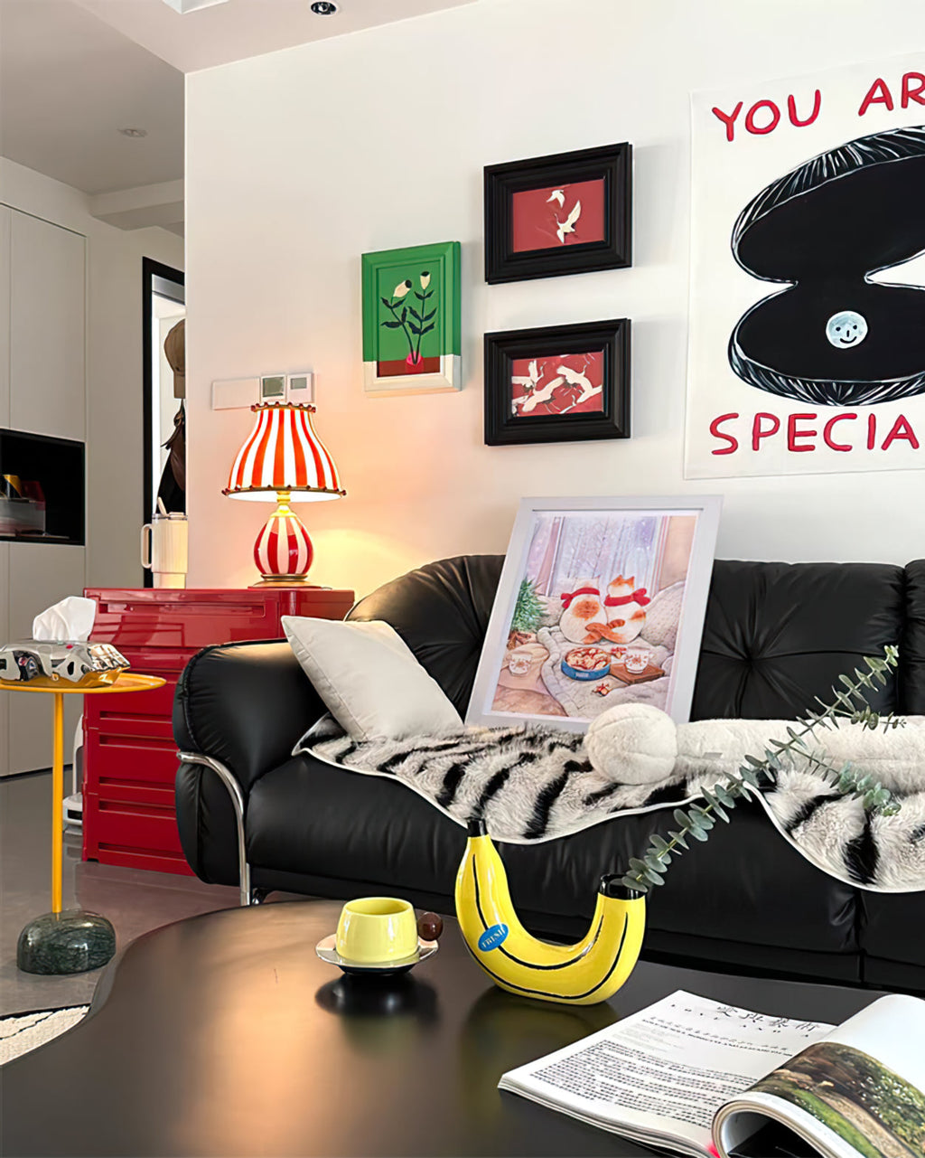 Marinella Circus-Style Table Lamp With Striped Shade