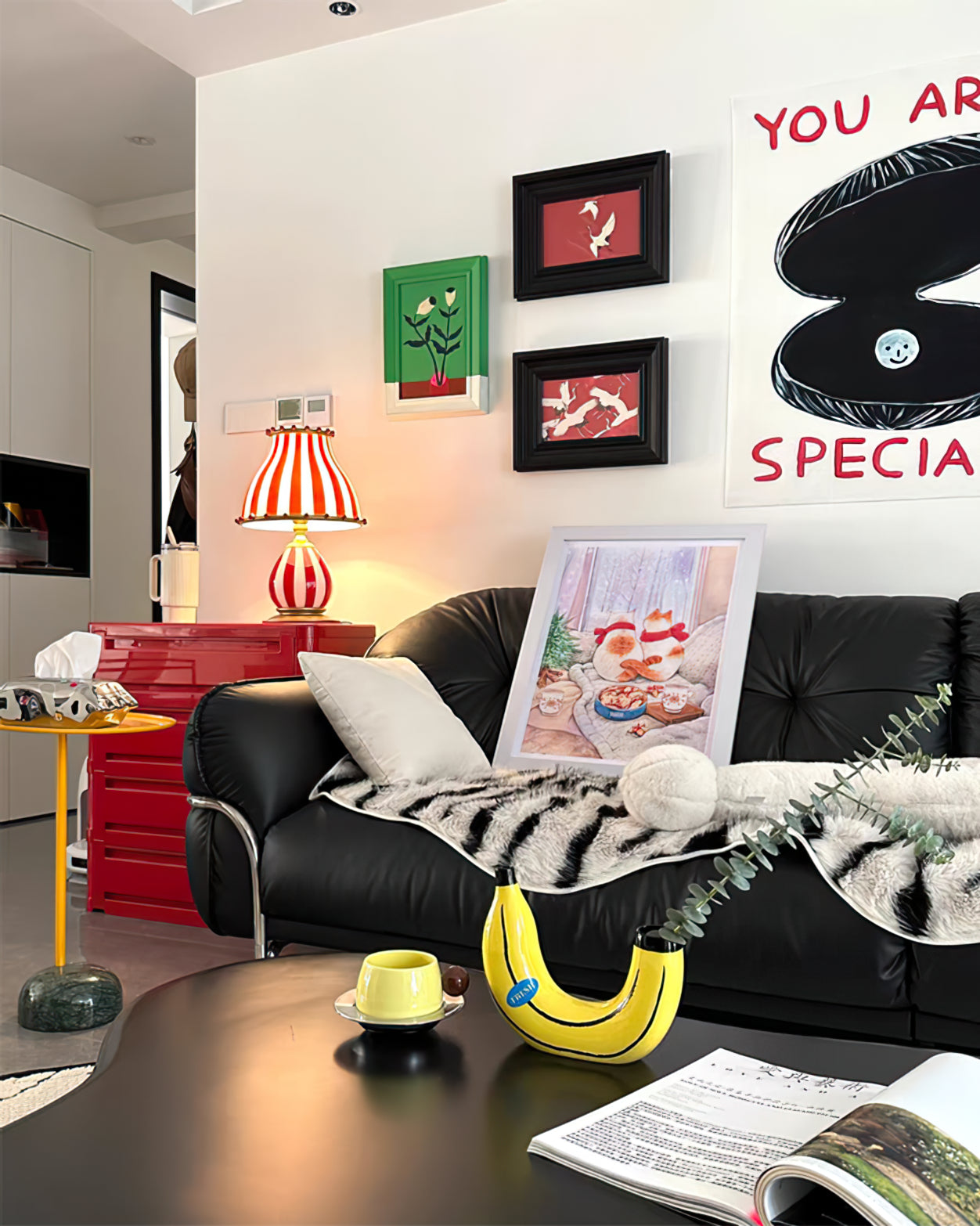 Marinella Circus-Style Table Lamp With Striped Shade