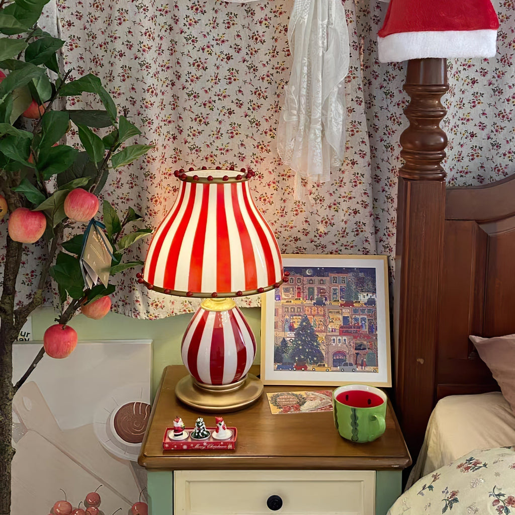 Marinella Circus-Style Table Lamp With Striped Shade