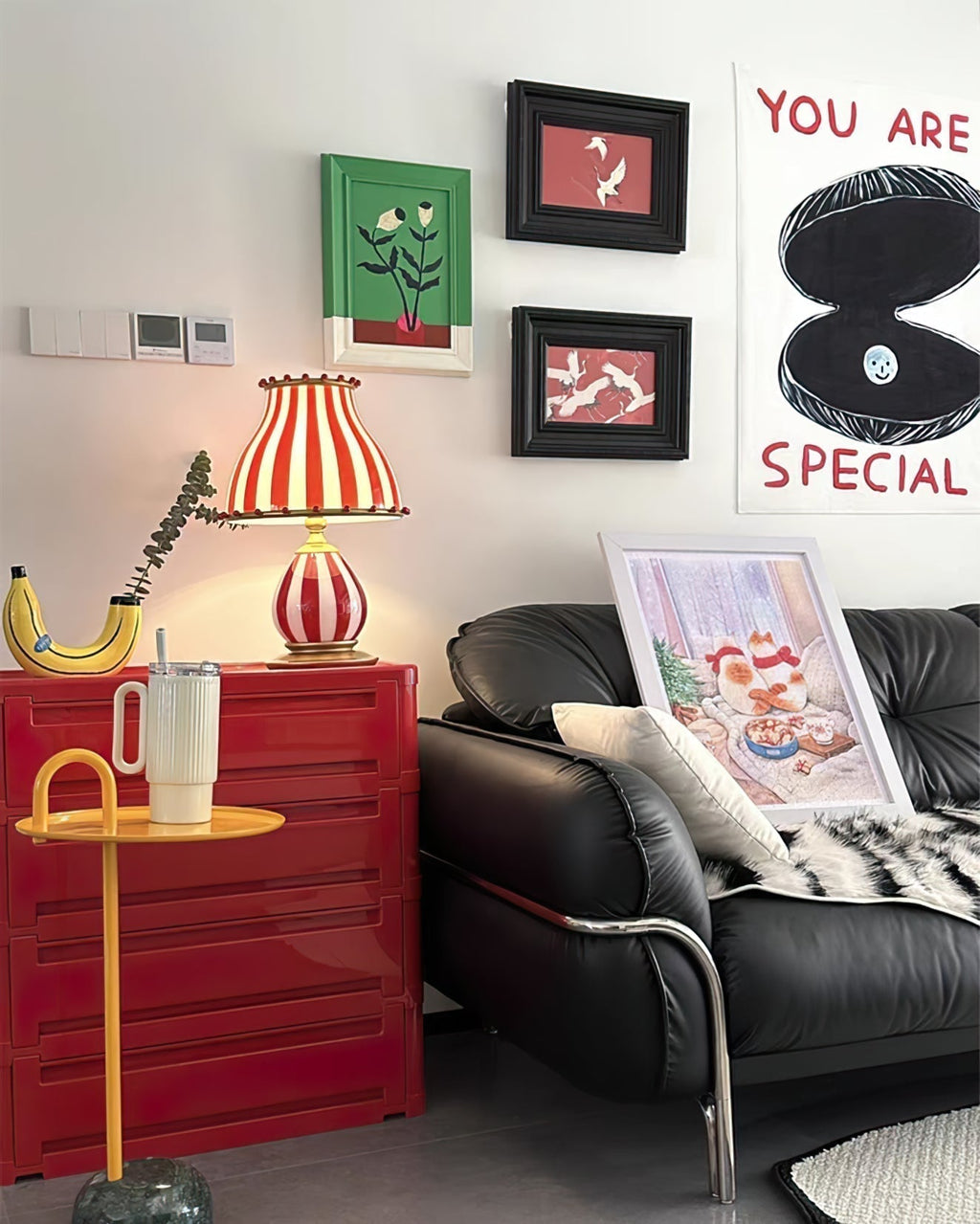 Marinella Circus-Style Table Lamp With Striped Shade