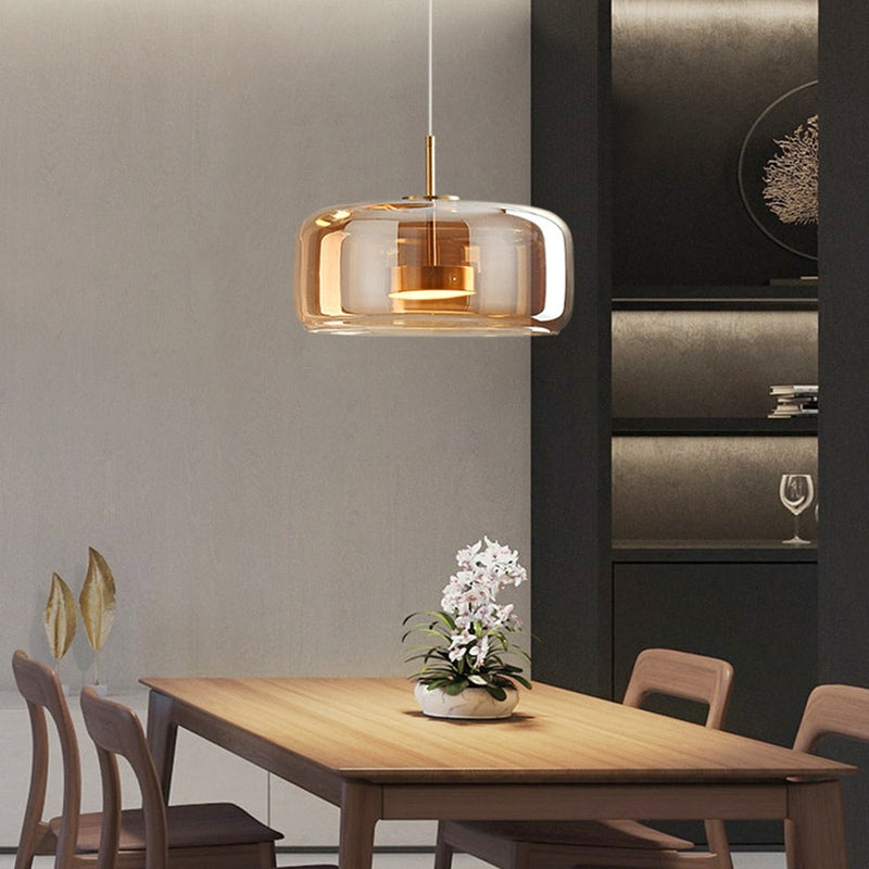 AuricRay Retro Gold Glass LED Pendant Light Fixture