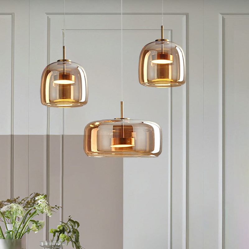AuricRay Retro Gold Glass LED Pendant Light Fixture
