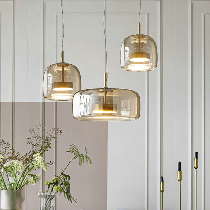 AuricRay Retro Gold Glass LED Pendant Light Fixture