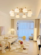 CindraLux Industrial Glass And Wood Ceiling Chandelier