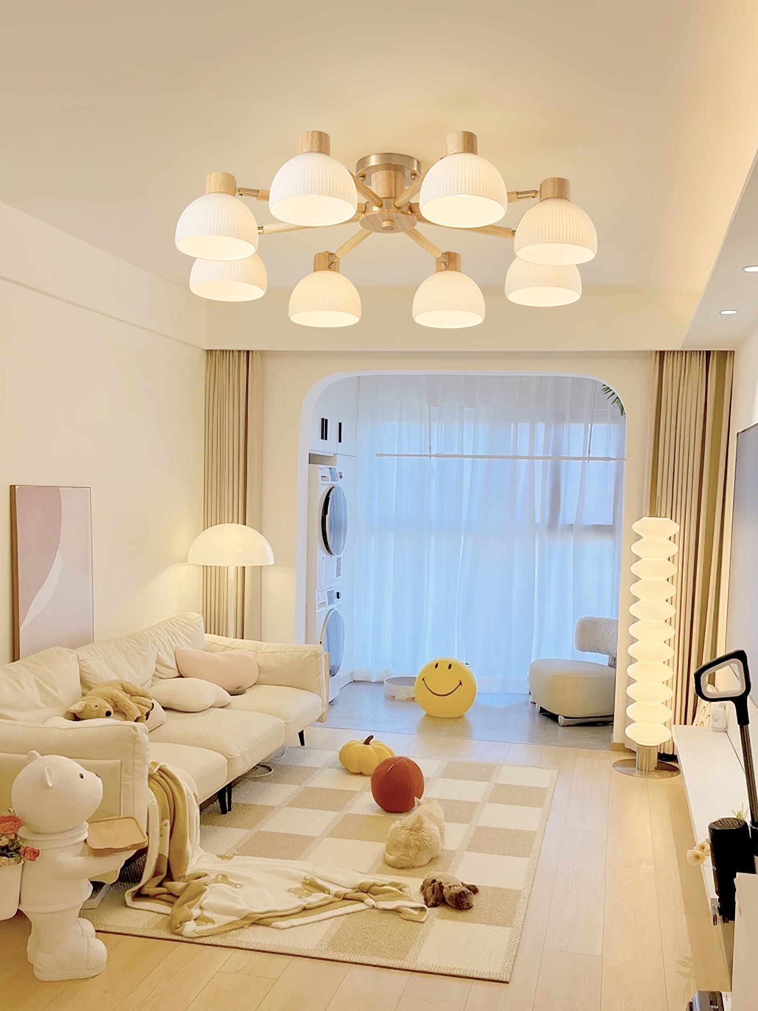 CindraLux Industrial Glass And Wood Ceiling Chandelier