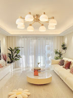 CindraLux Industrial Glass And Wood Ceiling Chandelier