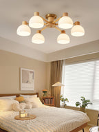 CindraLux Industrial Glass And Wood Ceiling Chandelier