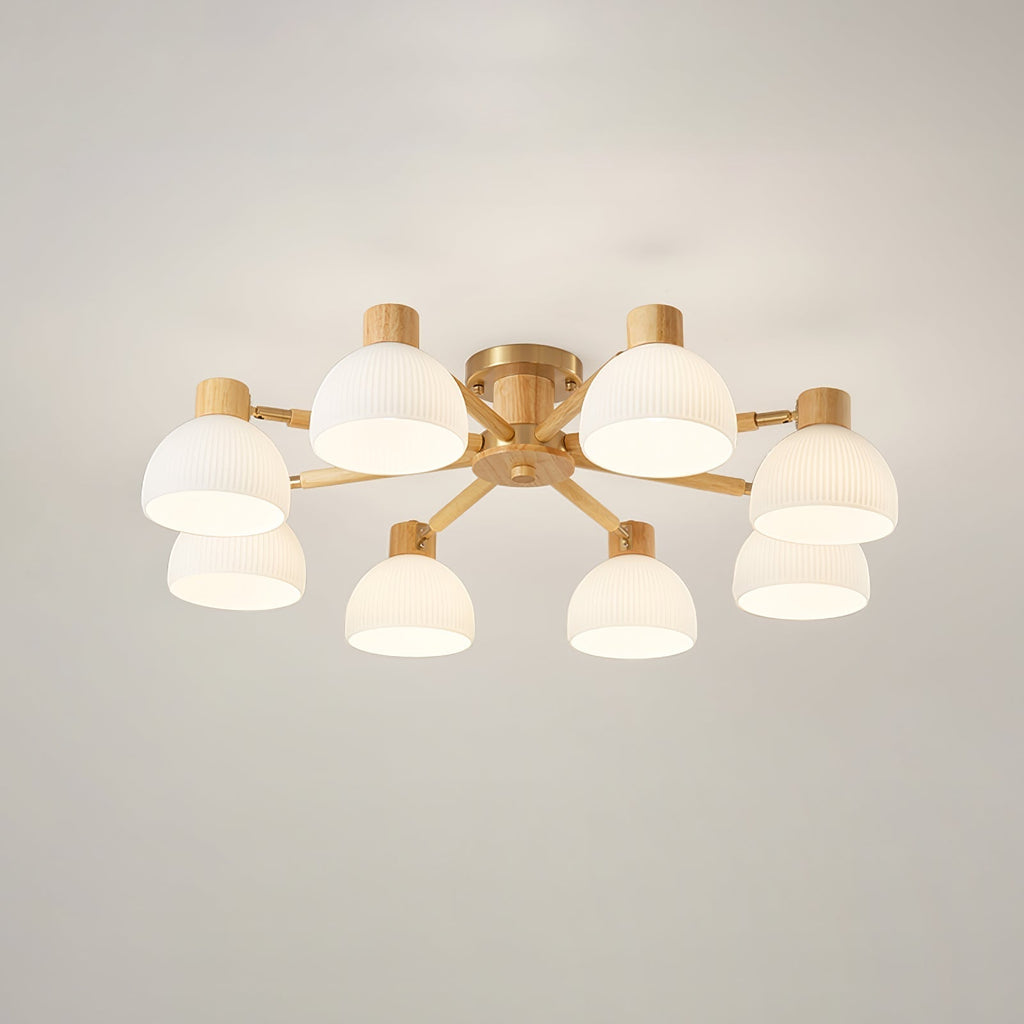 CindraLux Industrial Glass And Wood Ceiling Chandelier
