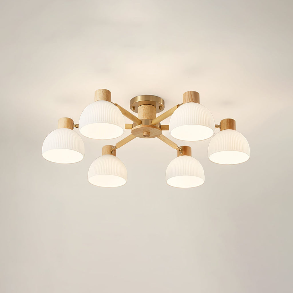 CindraLux Industrial Glass And Wood Ceiling Chandelier