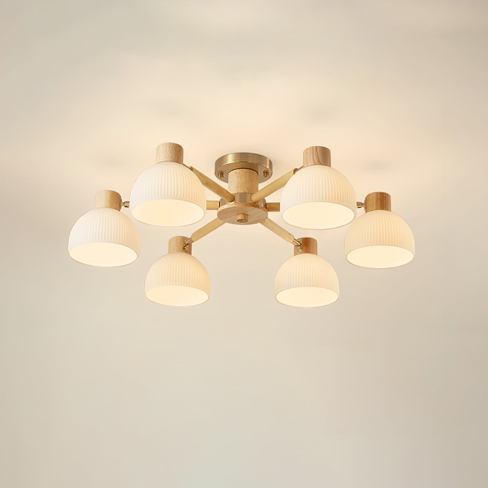 CindraLux Industrial Glass And Wood Ceiling Chandelier