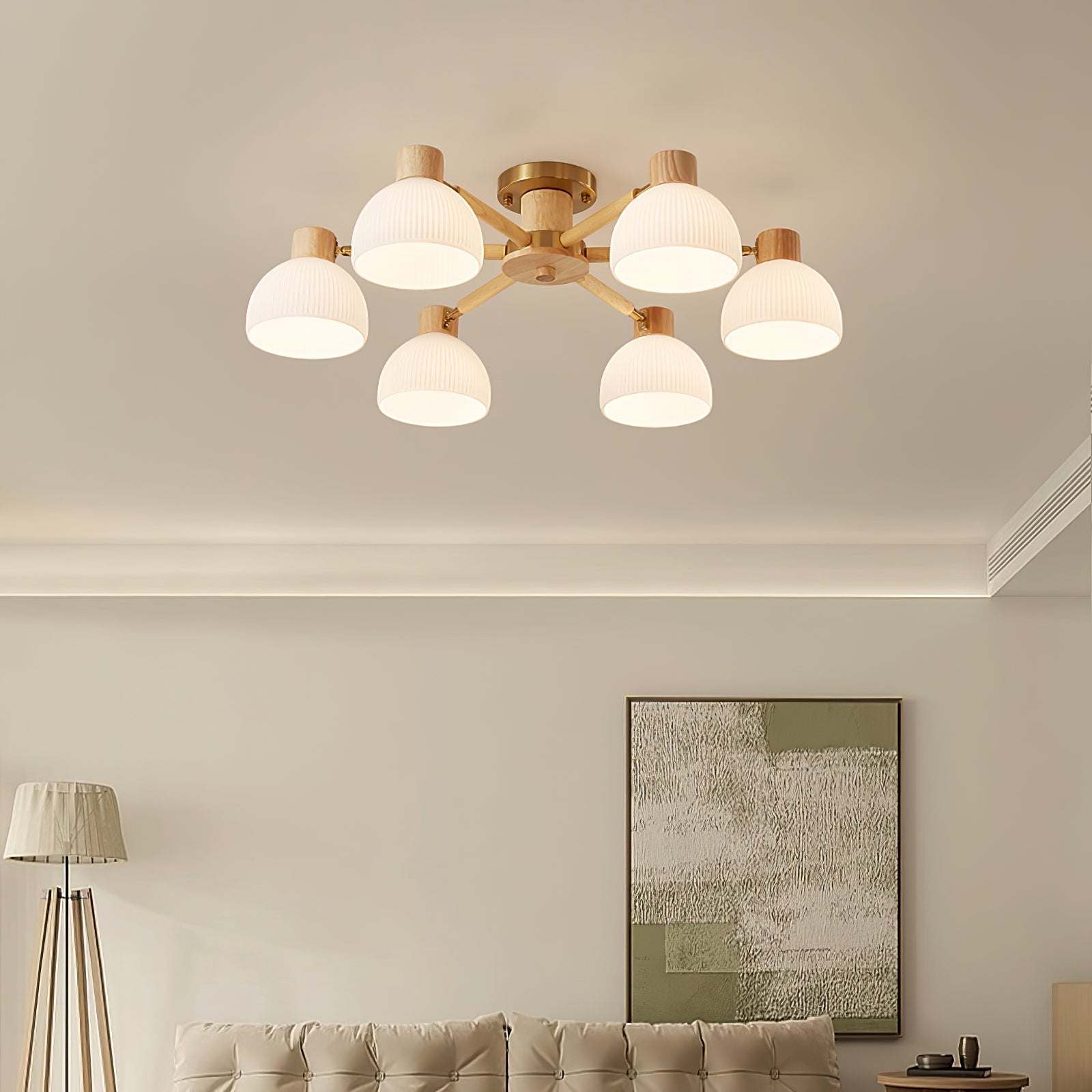 CindraLux Industrial Glass And Wood Ceiling Chandelier