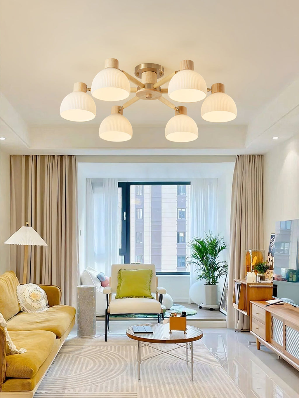 CindraLux Industrial Glass And Wood Ceiling Chandelier