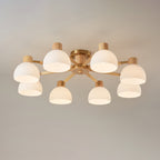 CindraLux Industrial Glass And Wood Ceiling Chandelier