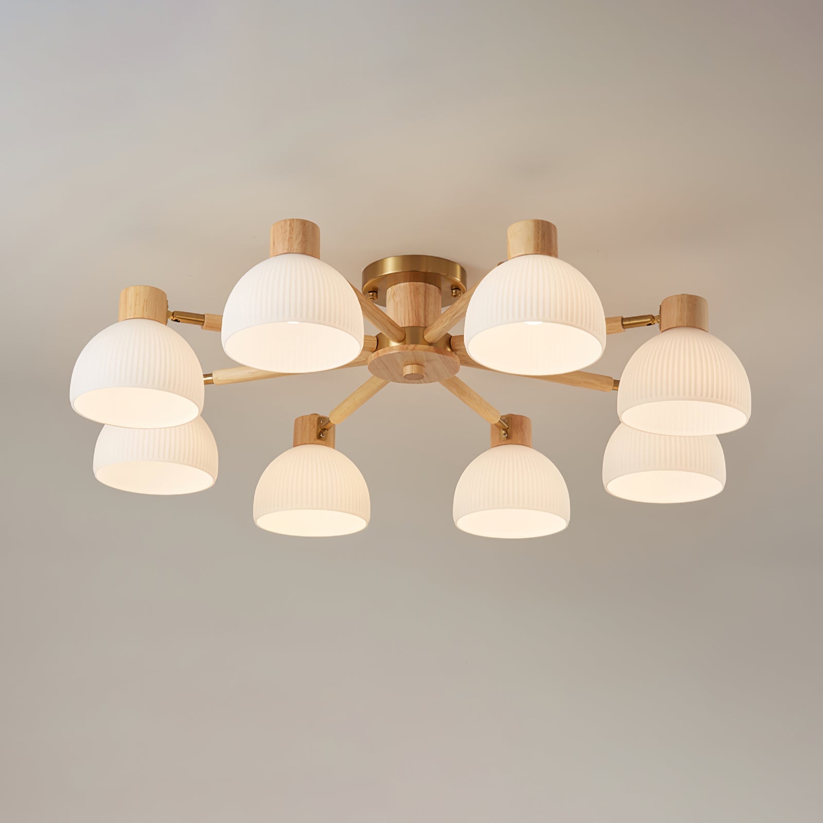 CindraLux Industrial Glass And Wood Ceiling Chandelier