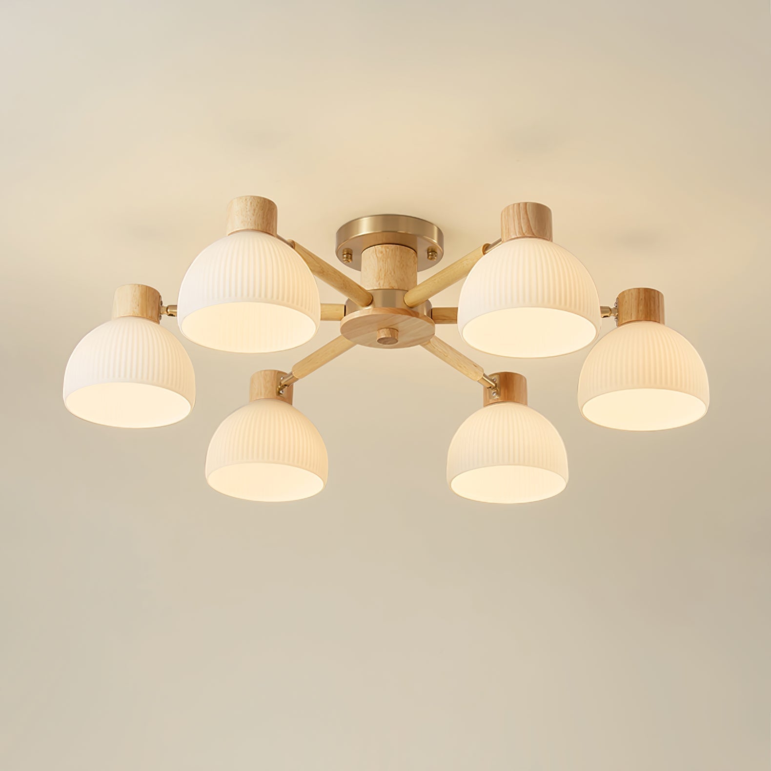 CindraLux Industrial Glass And Wood Ceiling Chandelier
